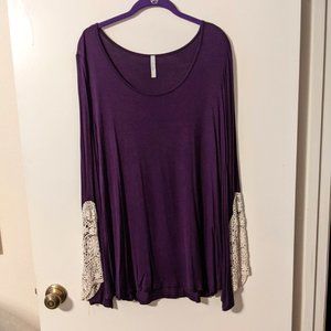Purple Flutter Sleeve Tunic SZ 22/24